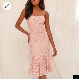 Lulu's Blush Lace Midi Dress